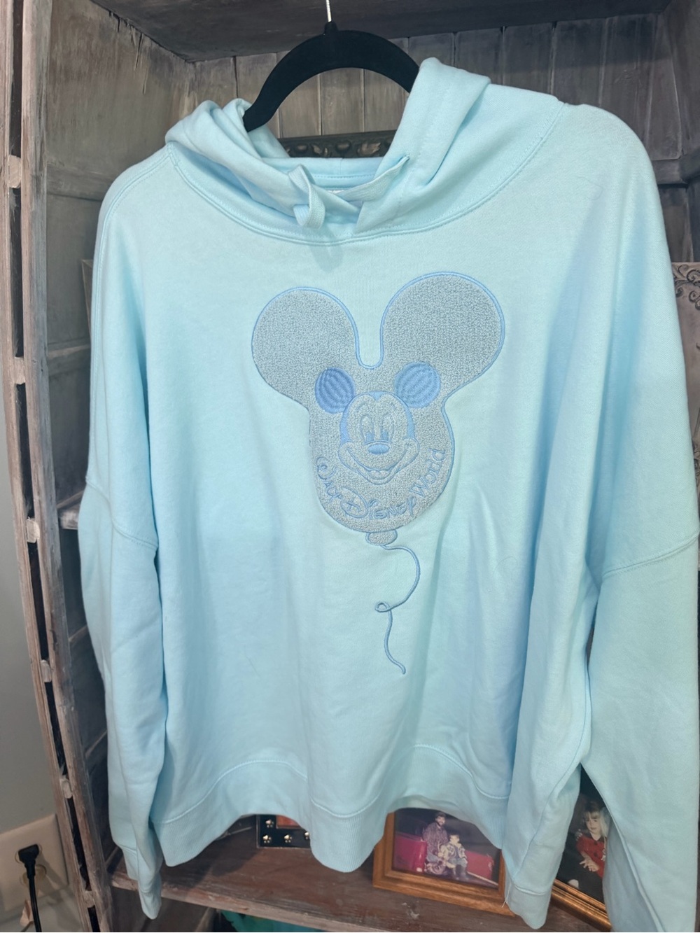 Disney World Exclusive Light Blue Mickey Balloon Hoodie Sweatshirt